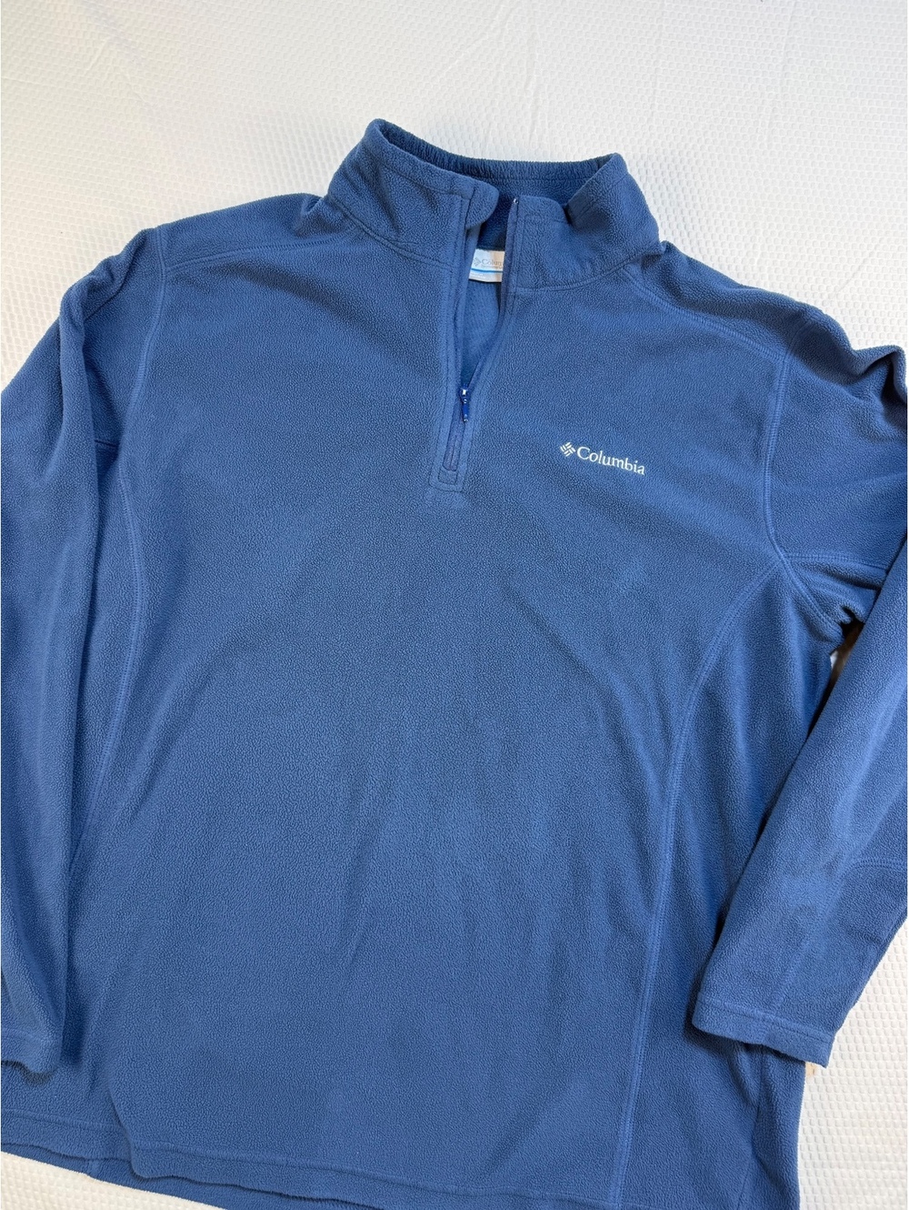 Columbia Mens XL Blue Fleece 1/4 Zip Pullover Outdoor Hiking Casual Minimalist